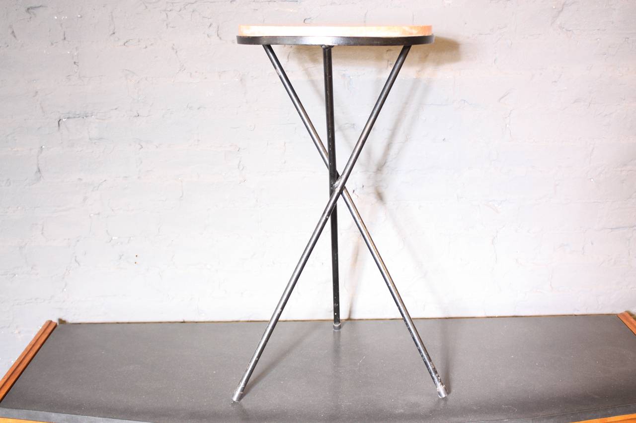 Mid-Century Modern French Marble-Top Table with Iron Base