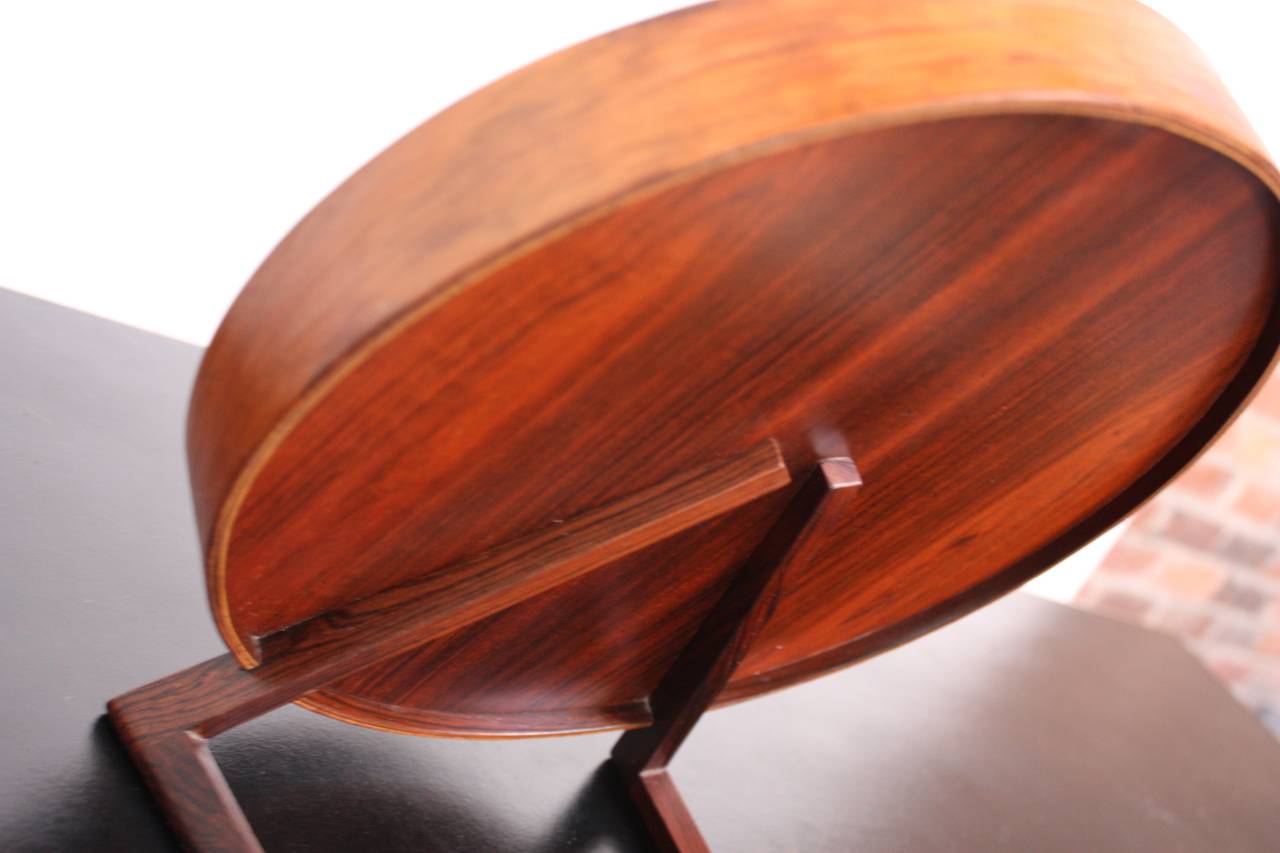 Swedish Rosewood Table Mirror by Uno and Östen Kristiansson for Luxus In Good Condition For Sale In Brooklyn, NY