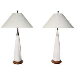 Pair of Sculptural Ceramic Lamps by Gerald Thurston