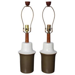 Pair of Dual-Tone Martz for Marshall Studios Ceramic Table Lamps