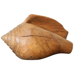 1960s Hand-Carved Wooden Conch