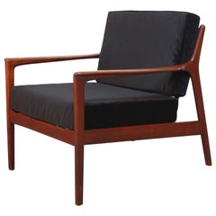 Danish Modern Lounge Chair in Velvet and Teak