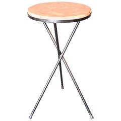 French Marble-Top Table with Iron Base 8