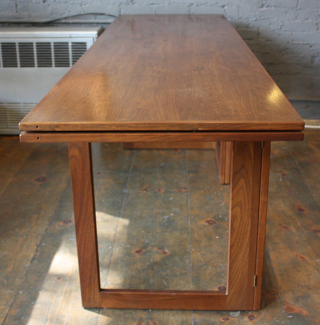 American Modern Walnut Console or Convertible Dining Table with Gate Legs 5