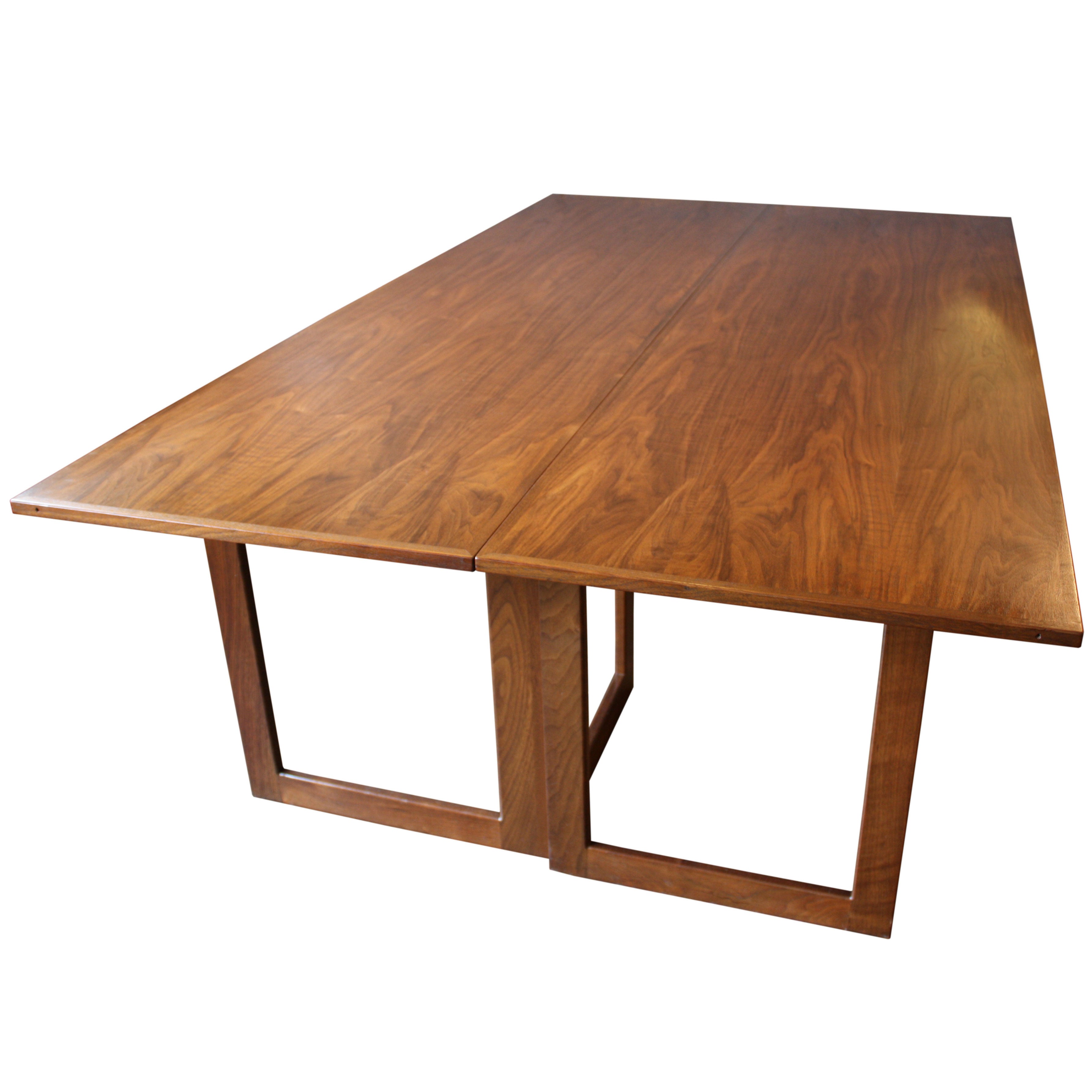 American Modern Walnut Console or Convertible Dining Table with Gate Legs