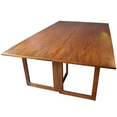 Retro American Modern Walnut Console or Convertible Dining Table with Gate Legs