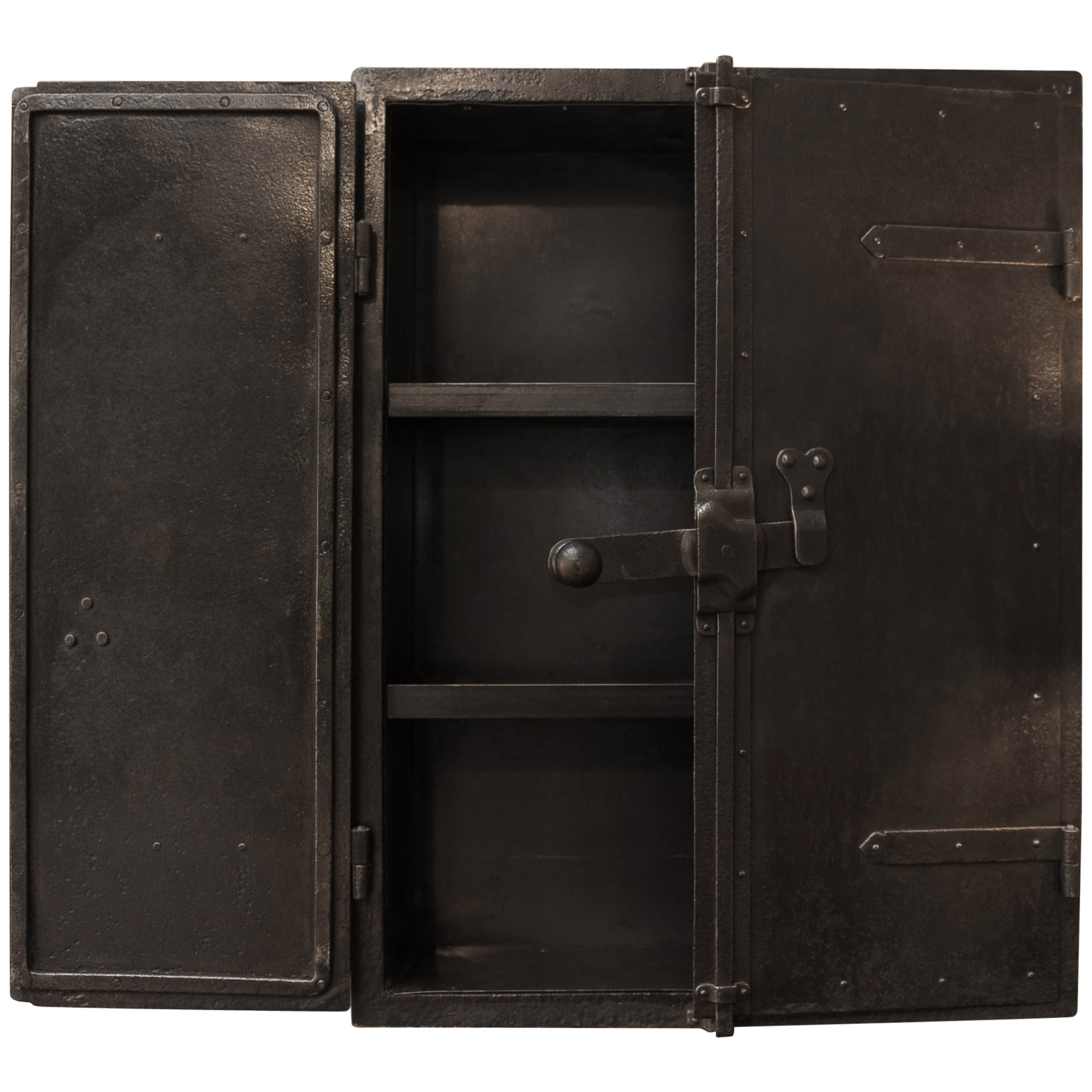 Industrial French Riveted Iron Little cabinet  circa 1910