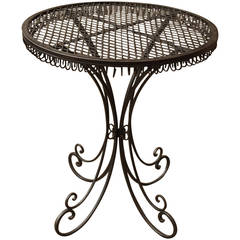 French Mesh Iron Garden Table, circa 1910s