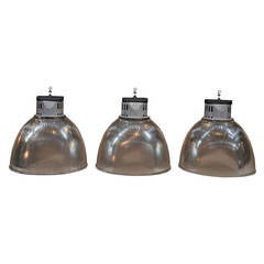 1940s Holophane Glass Industrial Pendant Lights