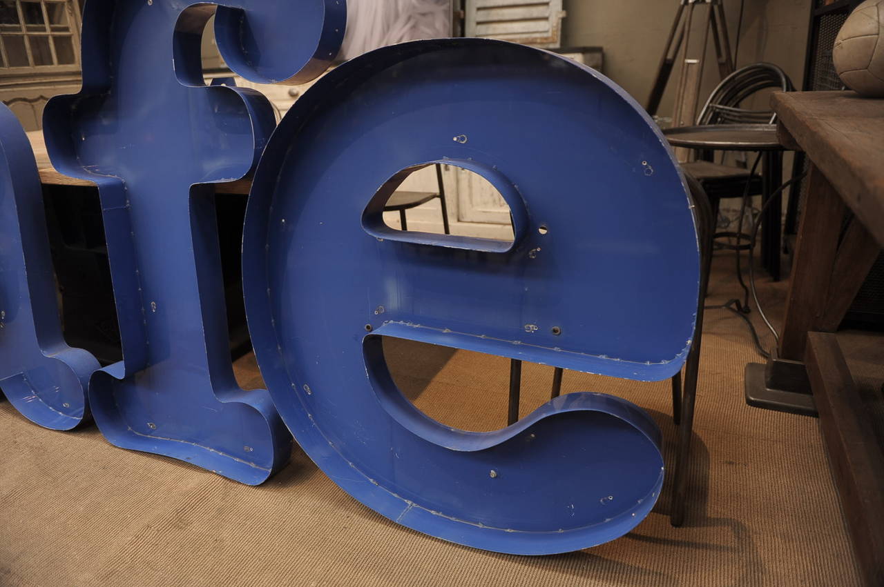 Giant French Vintage Metal Letters "Cafe," 1970s For Sale at 1stDibs