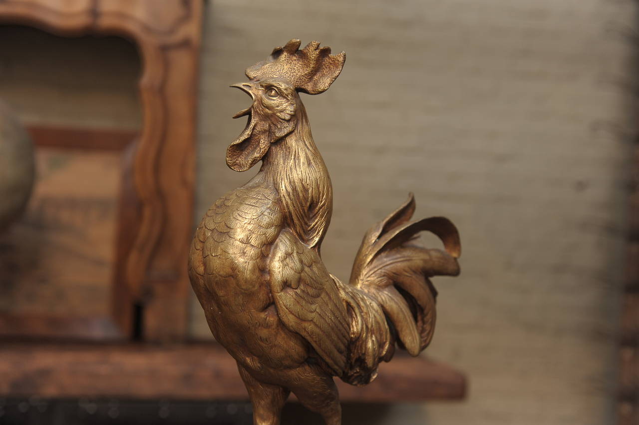 bronze rooster sculpture