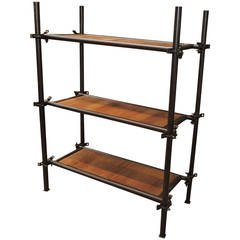 Industrial French Factory Vintage Shelf in Iron and Oak, circa 1920 11
