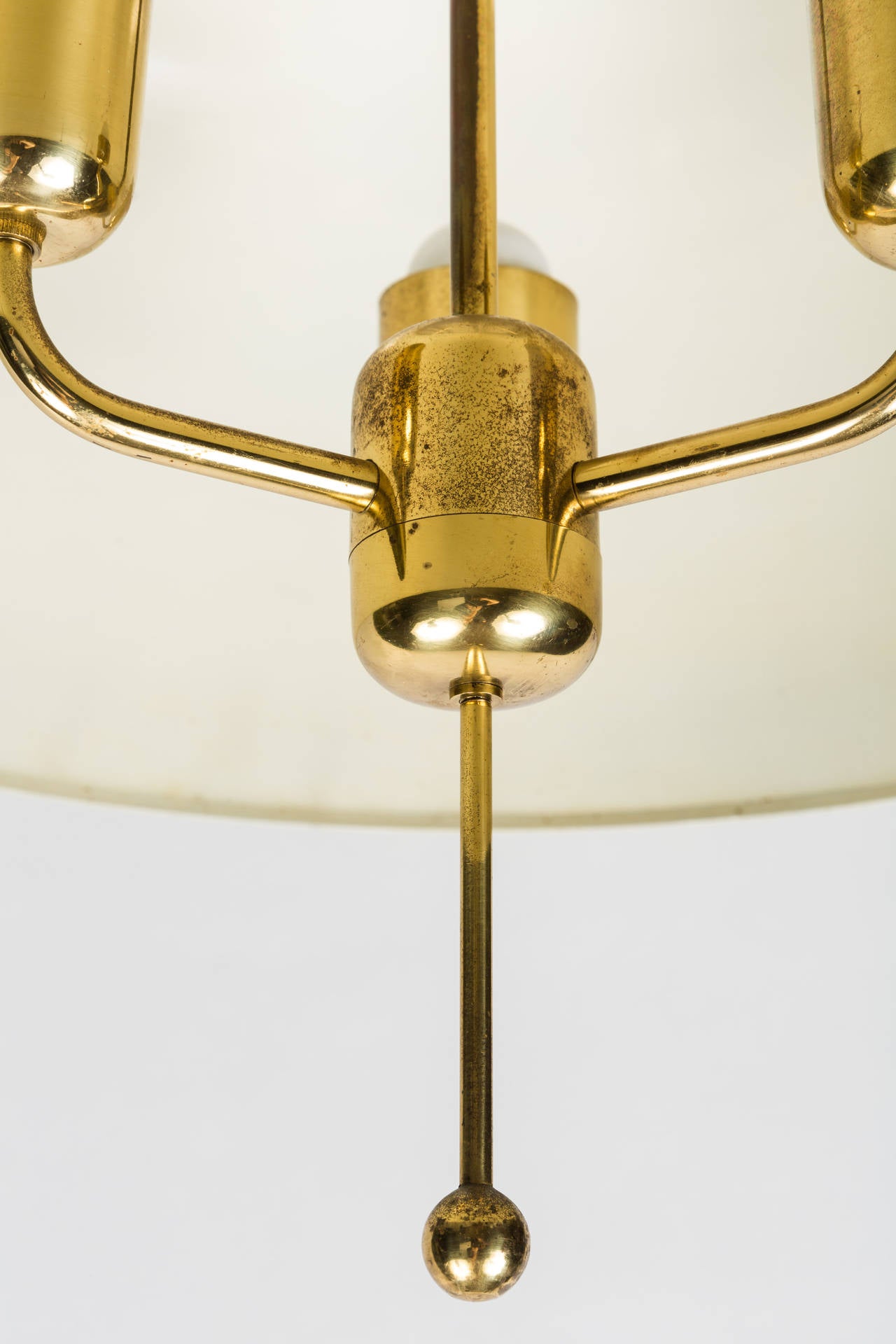 1950s Hans-Agne Jakobsson T 549/3 Brass Chandelier for Markaryd In Good Condition In Glendale, CA