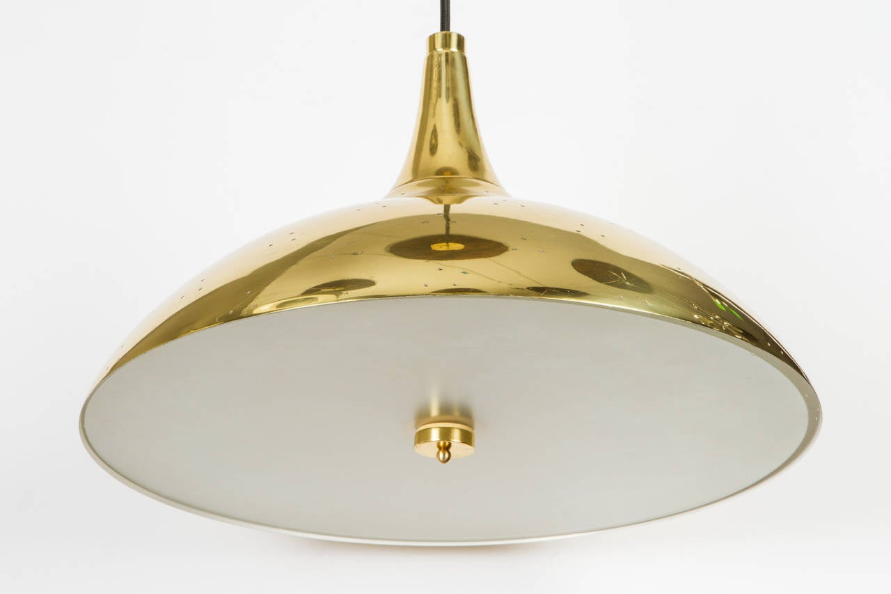 Finnish Paavo Tynell / Lightolier Perforated Brass Pendant