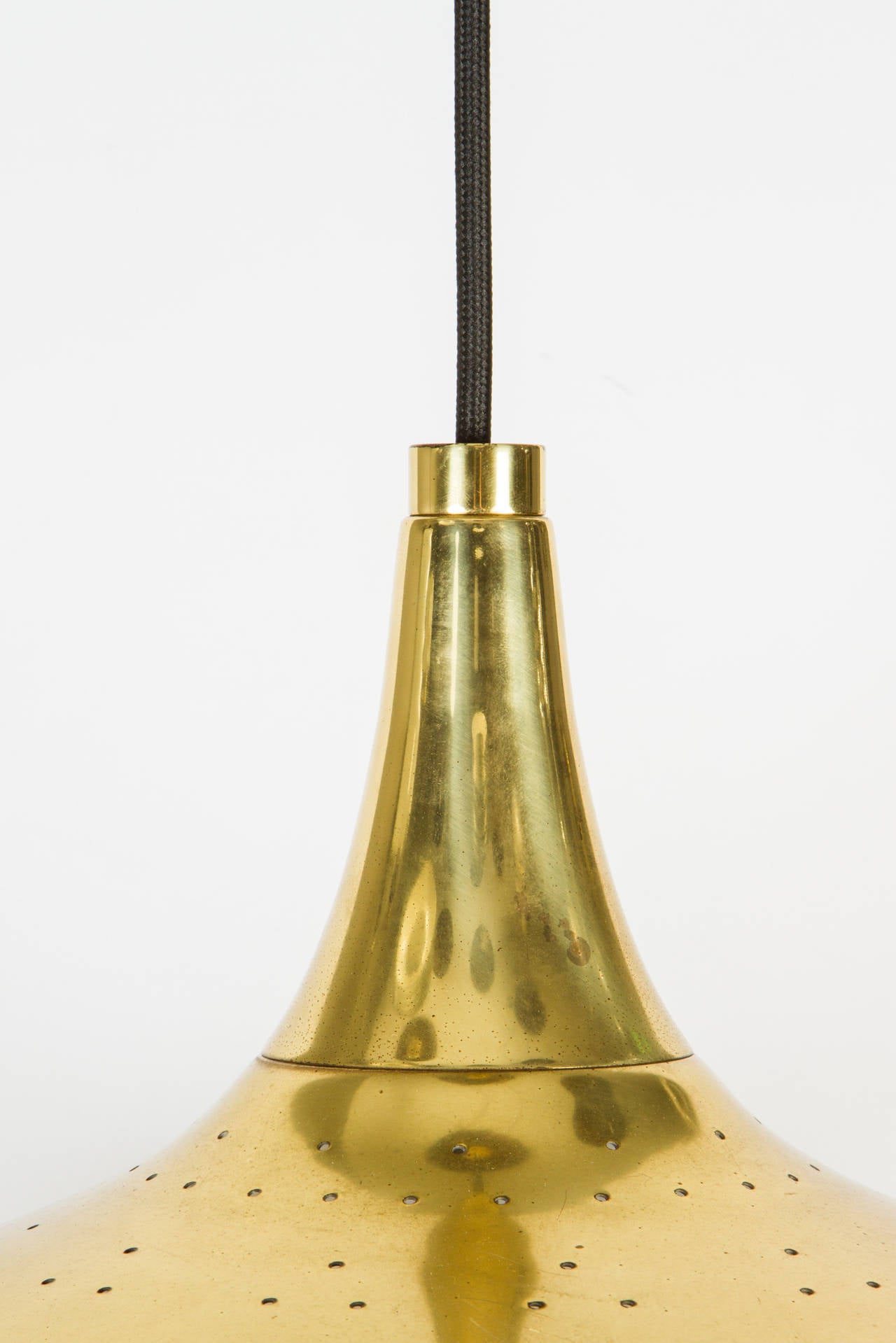 Scandinavian Modern Paavo Tynell / Lightolier Perforated Brass Pendant