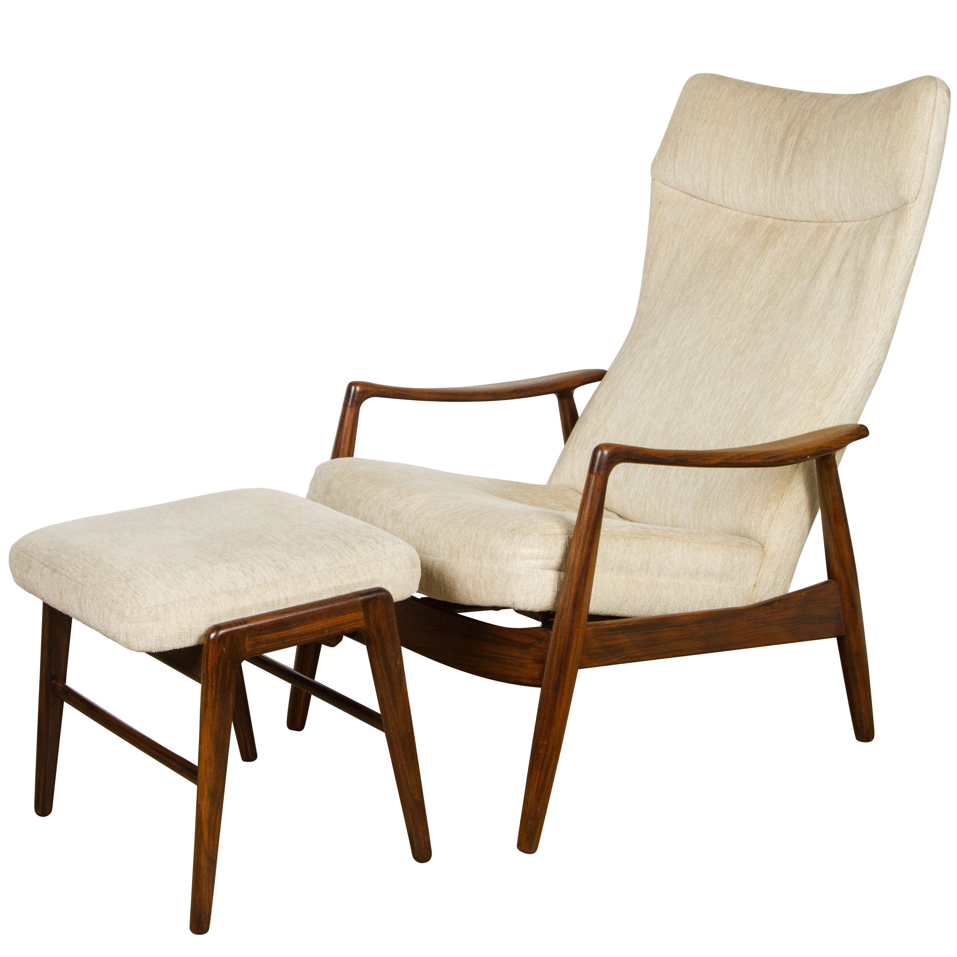 Danish Modern Recliner and Ottoman by IB-Kofod Larsen
