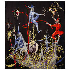 Vintage Rare Marc Petit 1950s Aubusson Tapestry