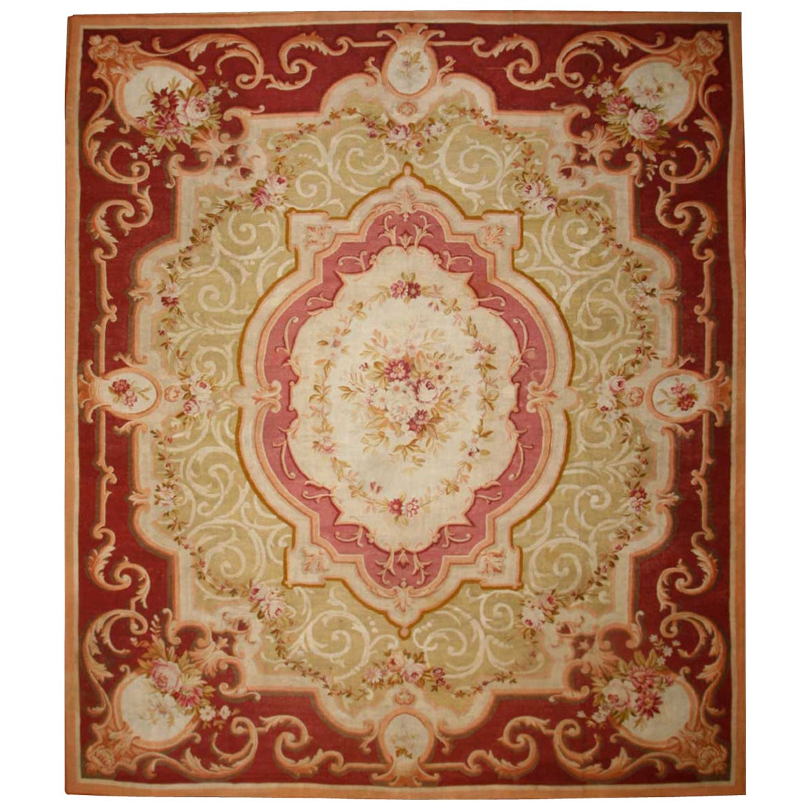 Exceptional Antique 19th Louis Philippe French Aubusson Rug For Sale