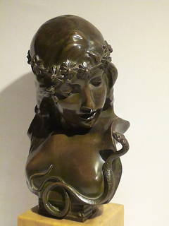 De Rudder Isodore, "Salomé Au Serpent, " Rare Art Nouveau Bronze Sculpture