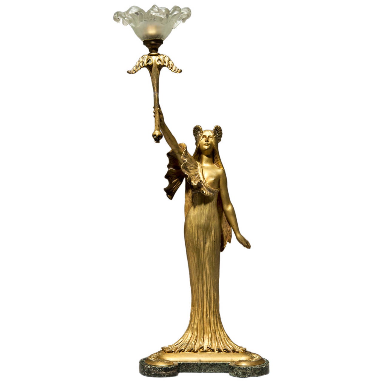 Louis Chalon, Cast by E. Colin and Cie, Art Nouveau, Gilt Bronze Table