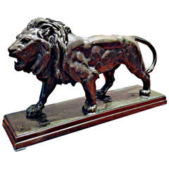 Sculpture en bronze Art Nouveau d'Antoine-Louis Barye, coulée par Barbedienne