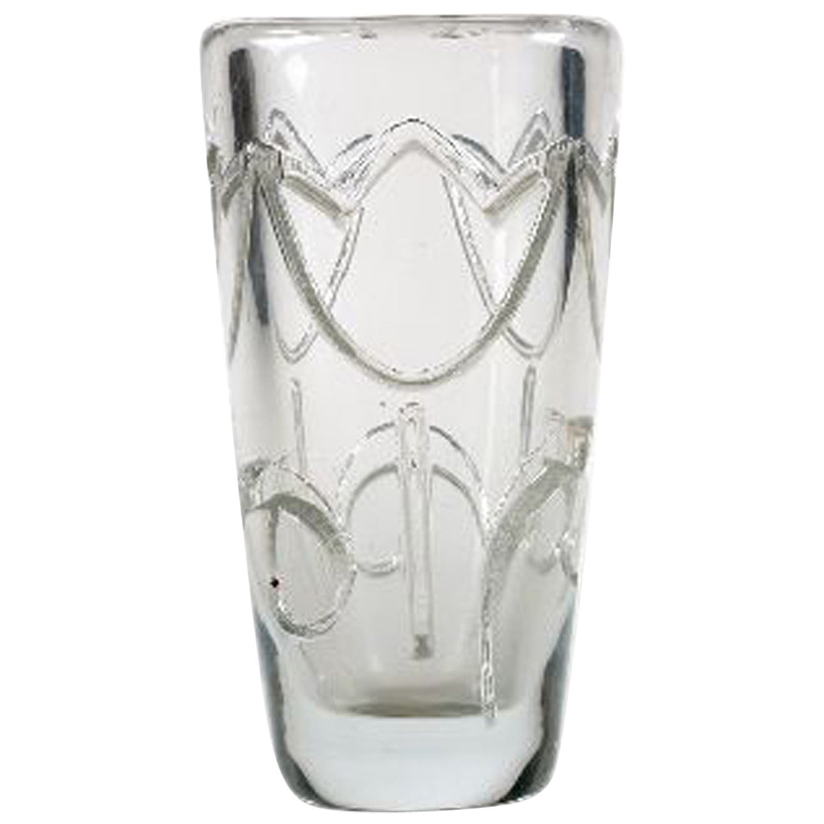Maurice Marinot, Art Deco Clear Glass Vase, Signed and Dated 1922 For Sale