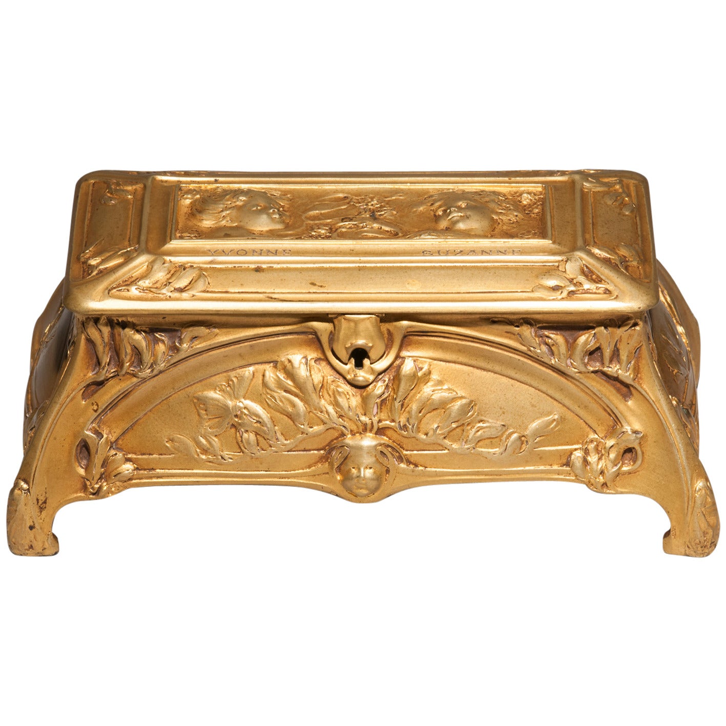 Henri-Edmond Becker, Susse Freres, Art Nouveau Gilt Bronze Box, circa 1905 For Sale