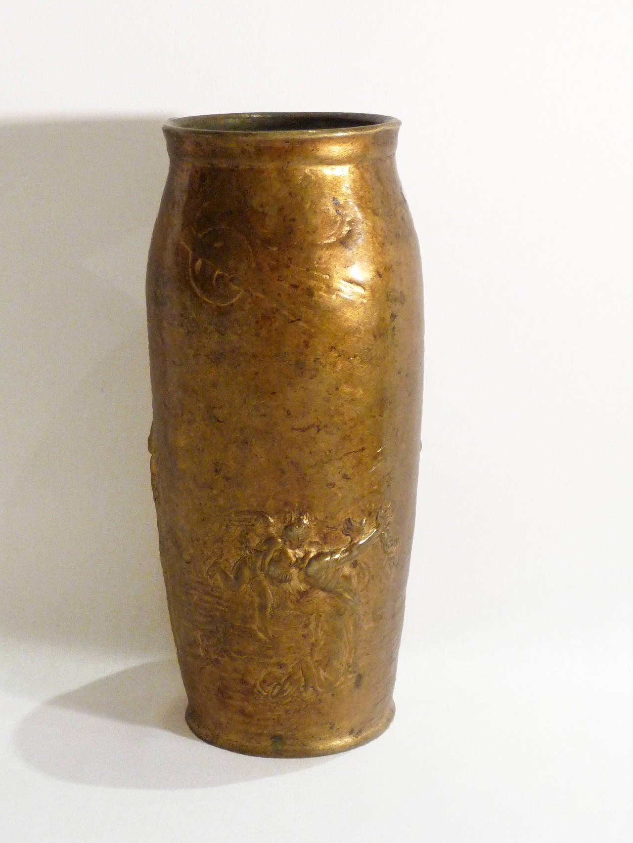 Gustave Joseph Cheret, Art Nouveau Patinated Bronze Vase, Signed 1