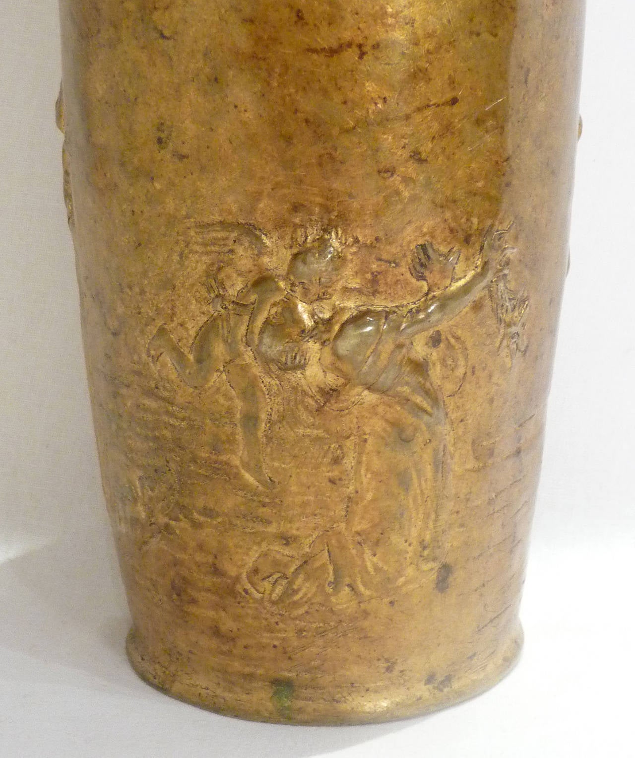 19th Century Gustave Joseph Cheret, Art Nouveau Patinated Bronze Vase, Signed