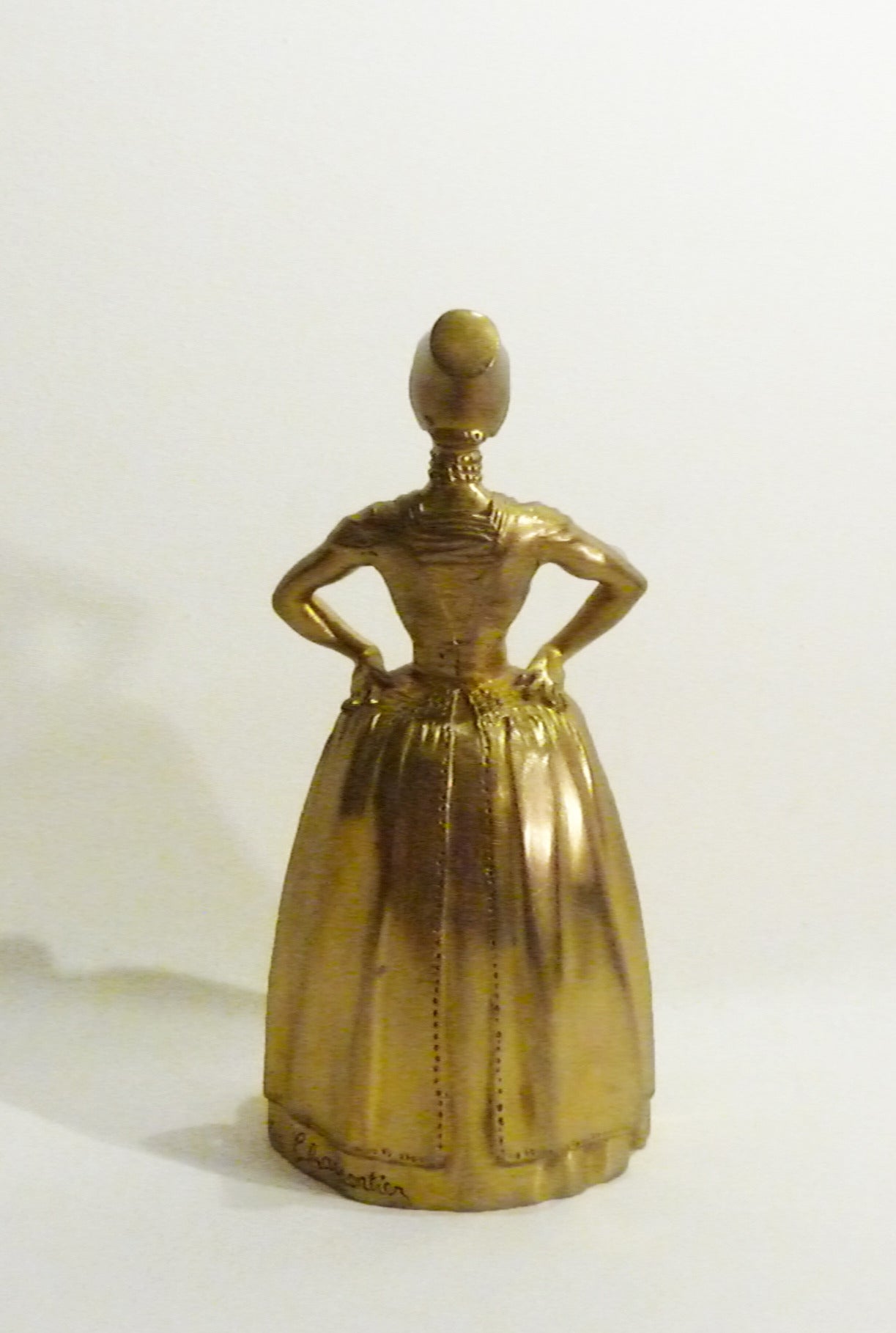 Art Nouveau Alexandre-Louis-Marie Charpentier, Gilt Bronze Table Bell, Signed For Sale
