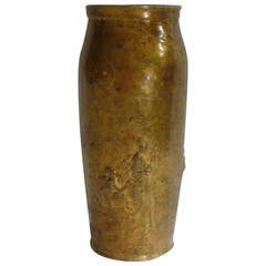 Gustave Joseph Cheret, Art Nouveau Patinated Bronze Vase, Signed