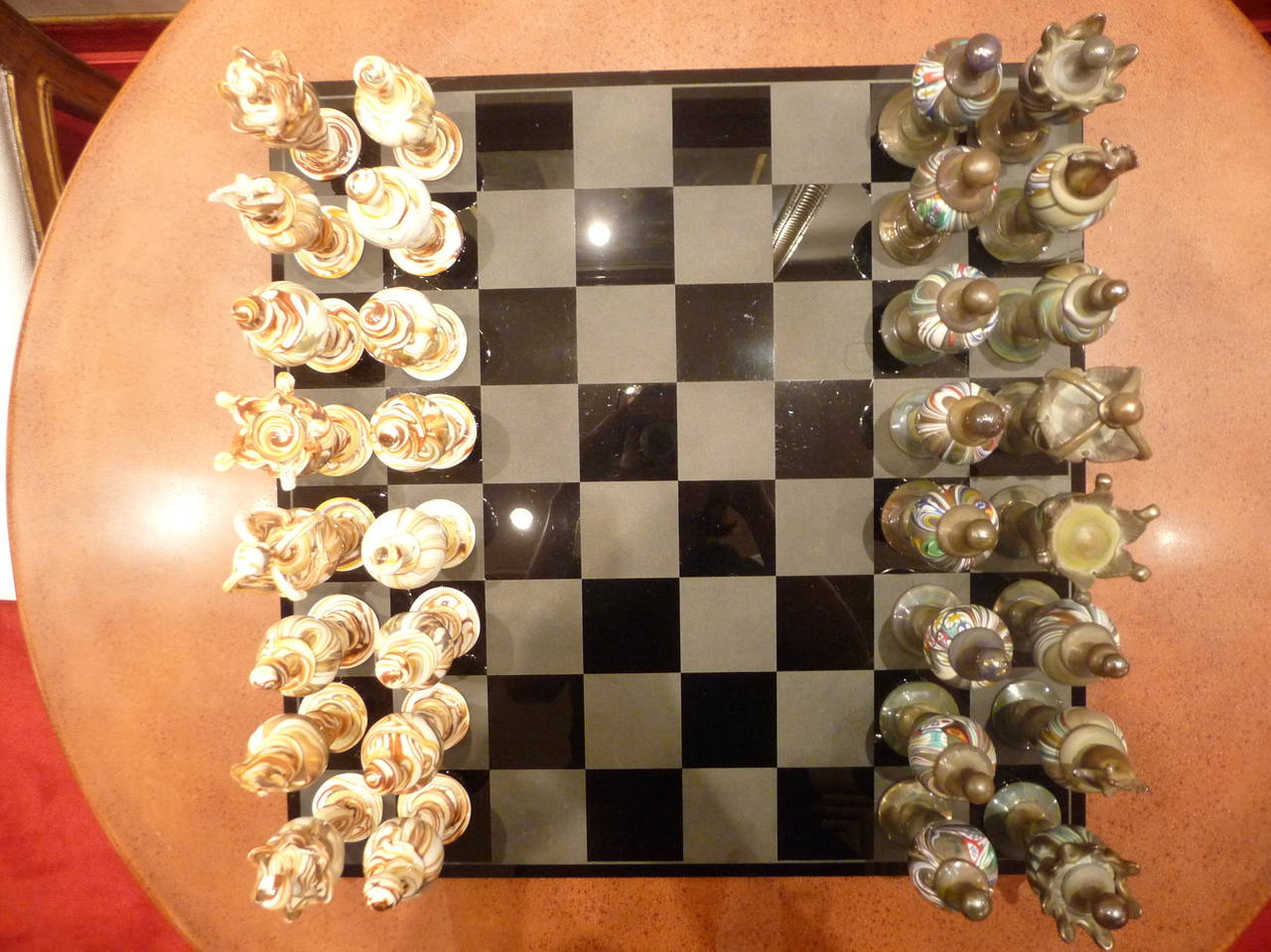 Chess Set, Pieces Signed ''Orom''