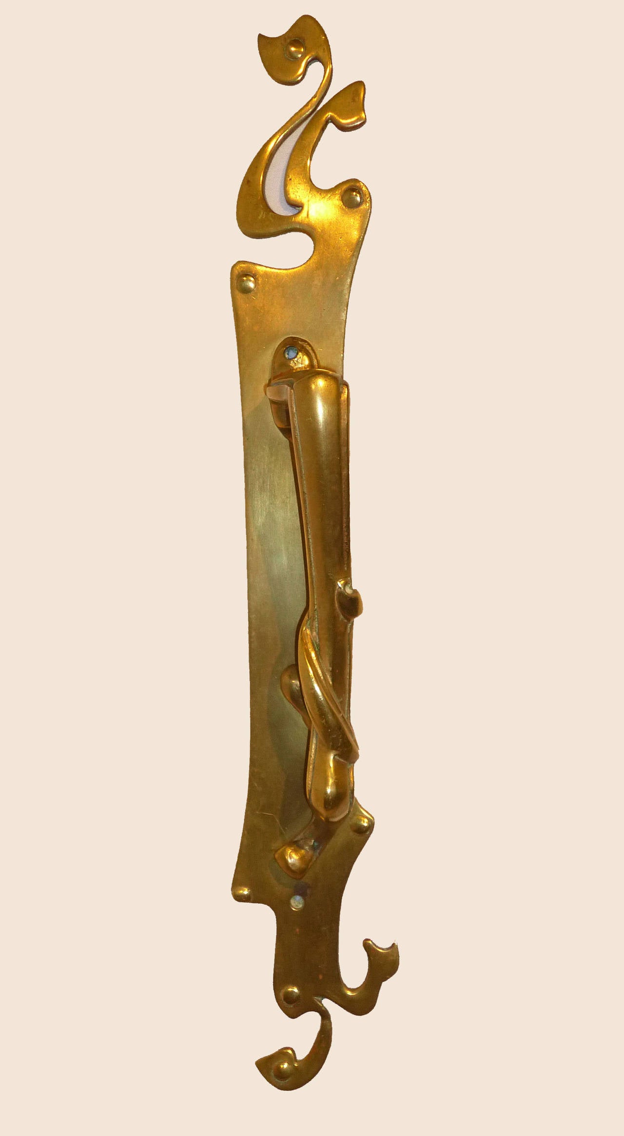 A Pair of Gilt Bronze Door Handles for Store, Original Patina