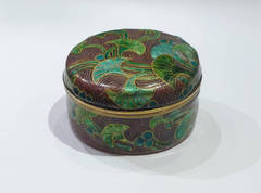 Art Nouveau Enameled Copper Box Decorated with Papyrus Leaves