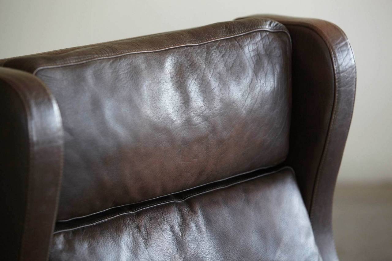 20th Century Classic Børge Mogensen Style Leather Wingback Chair