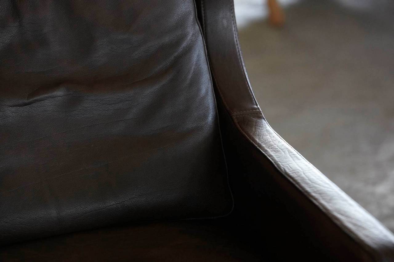 Classic Børge Mogensen Style Leather Wingback Chair 2