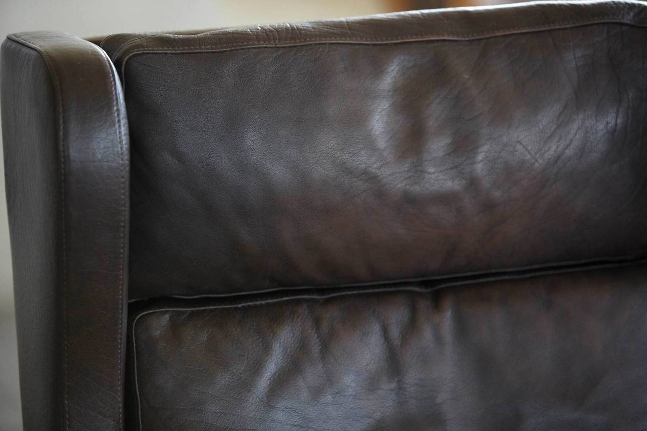 Classic Børge Mogensen Style Leather Wingback Chair 3