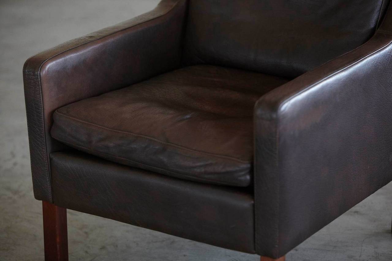 Classic Børge Mogensen Style Leather Wingback Chair 4