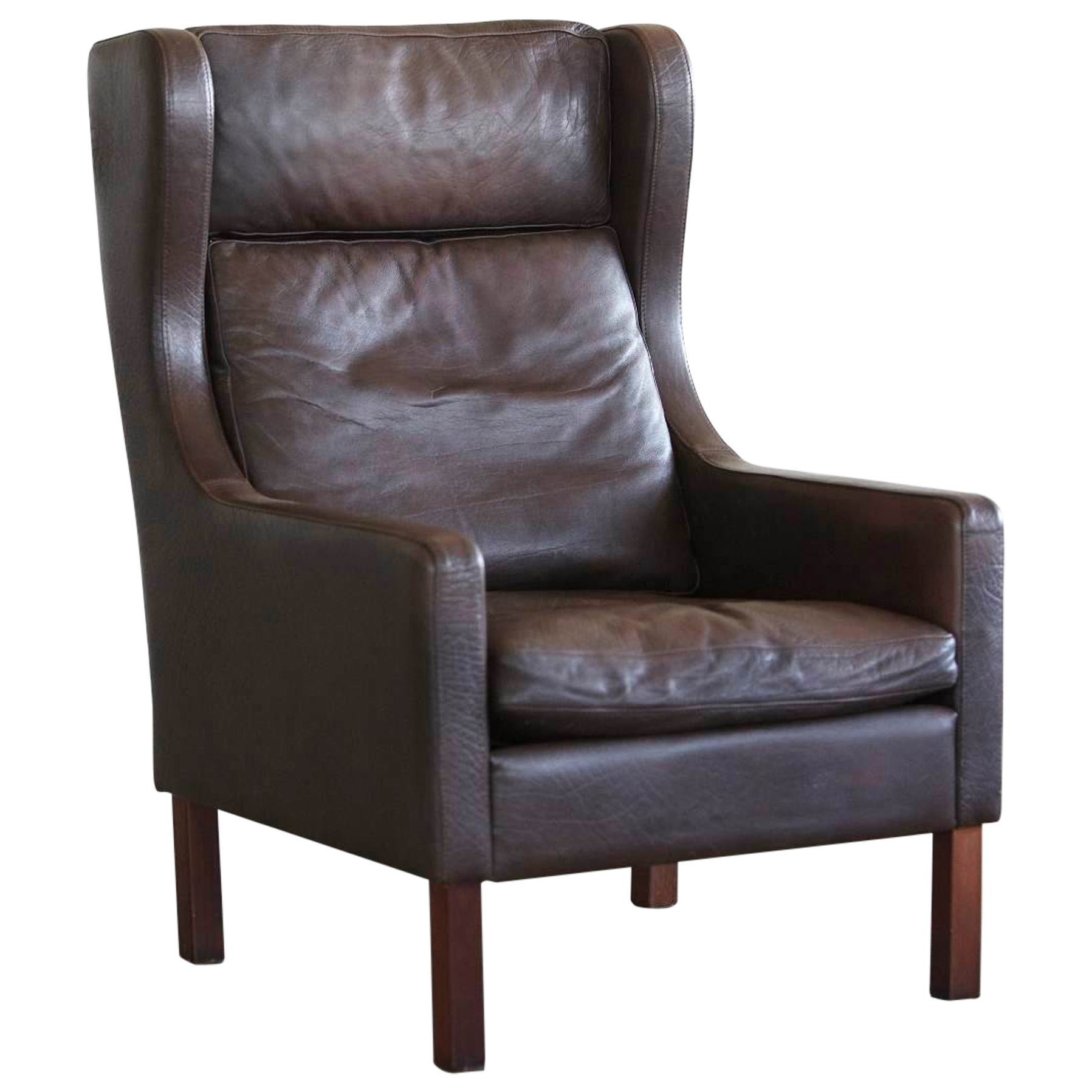 Classic Børge Mogensen Style Leather Wingback Chair