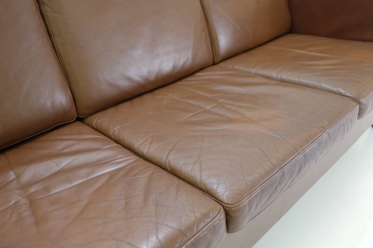 Leather Classic Danish Sofa in the Style of Børge Mogensen