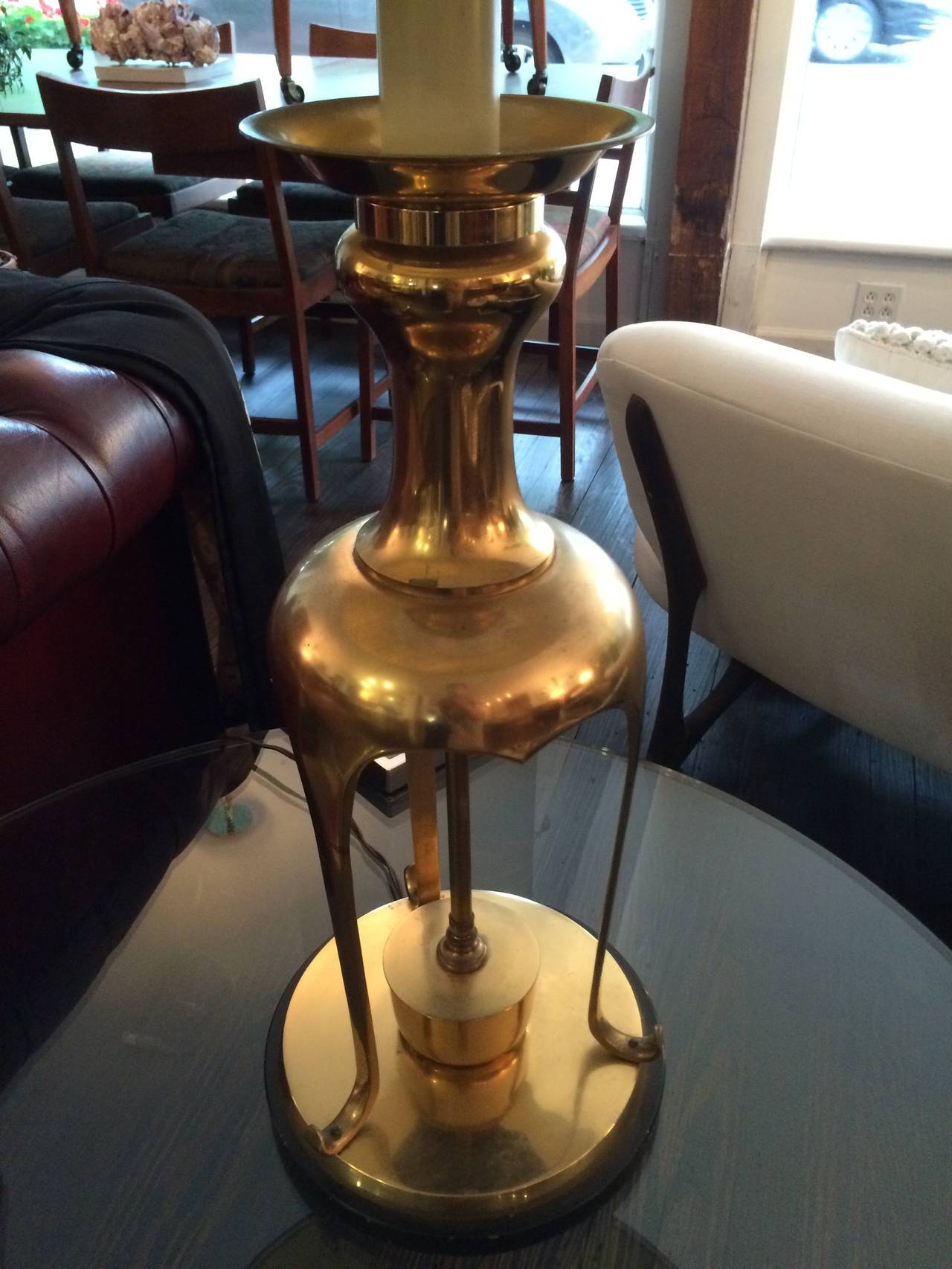 American Single Large Solid Brass Table Lamp For Sale