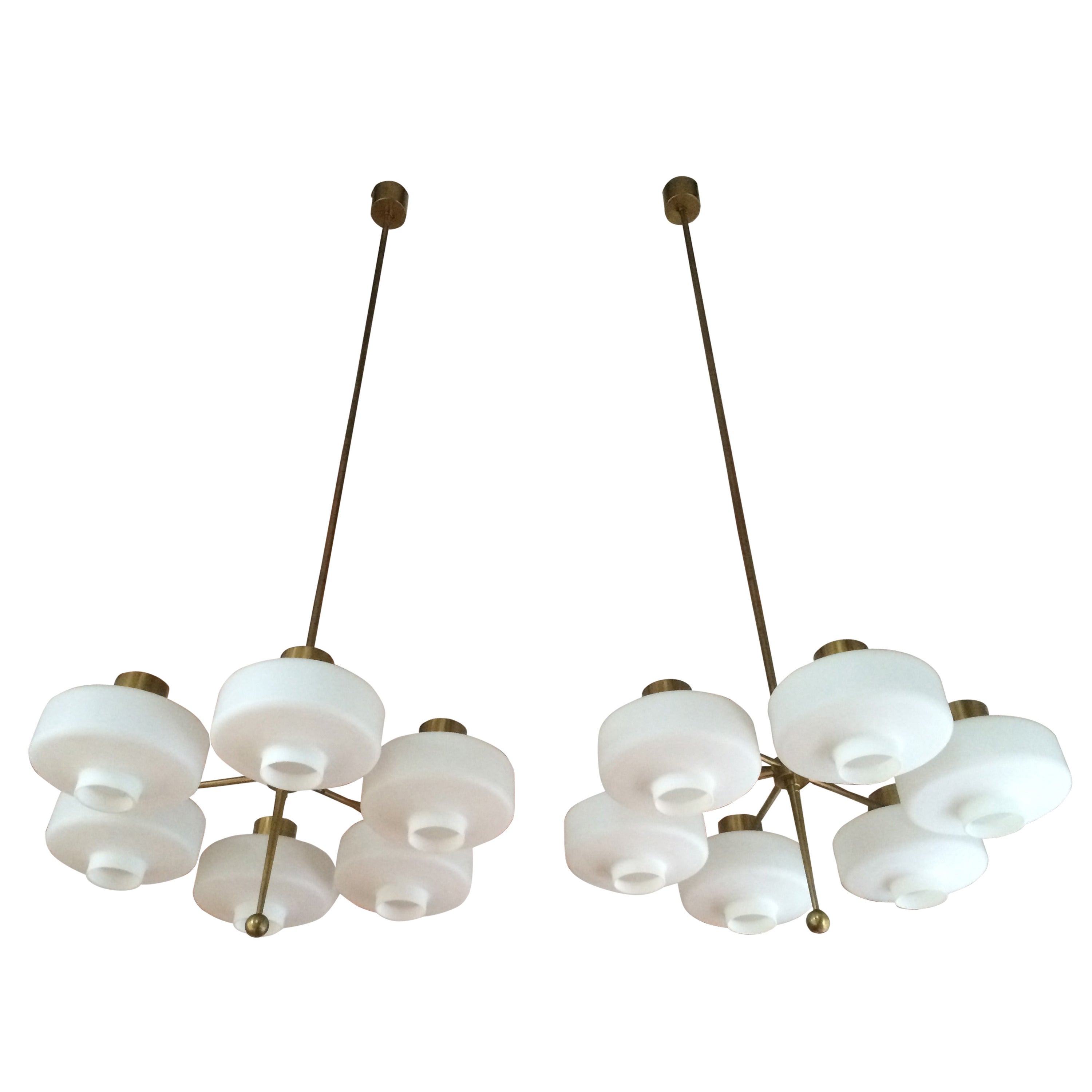 Pair of Large Mid-Century Swedish Chandeliers For Sale