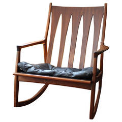 Rare Milo Baughman Walnut "Archie" Rocking Chair