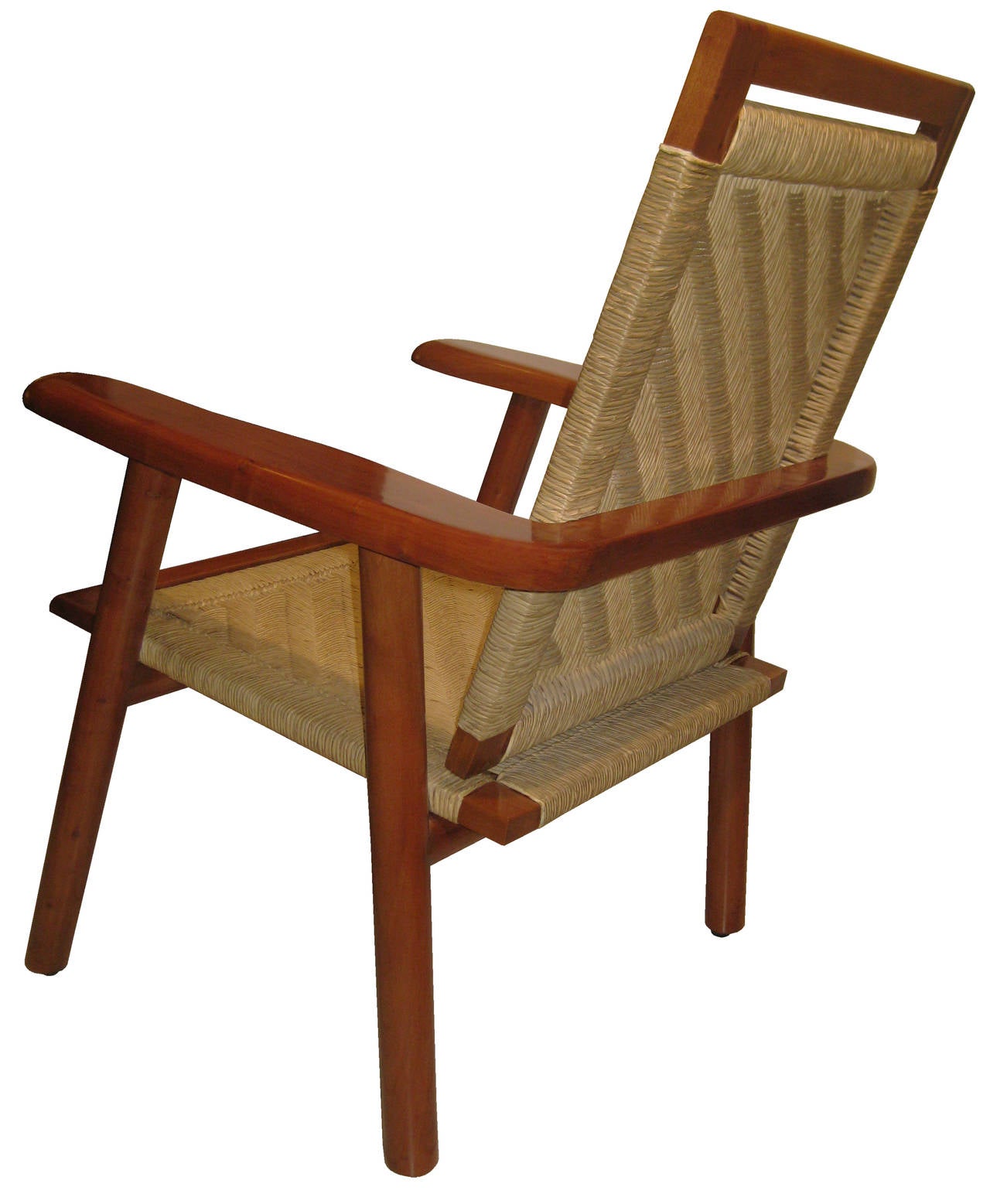 Mexican Midcentury Palm and Tropical Wood Deck Chair from the Acapulco Yacht Club