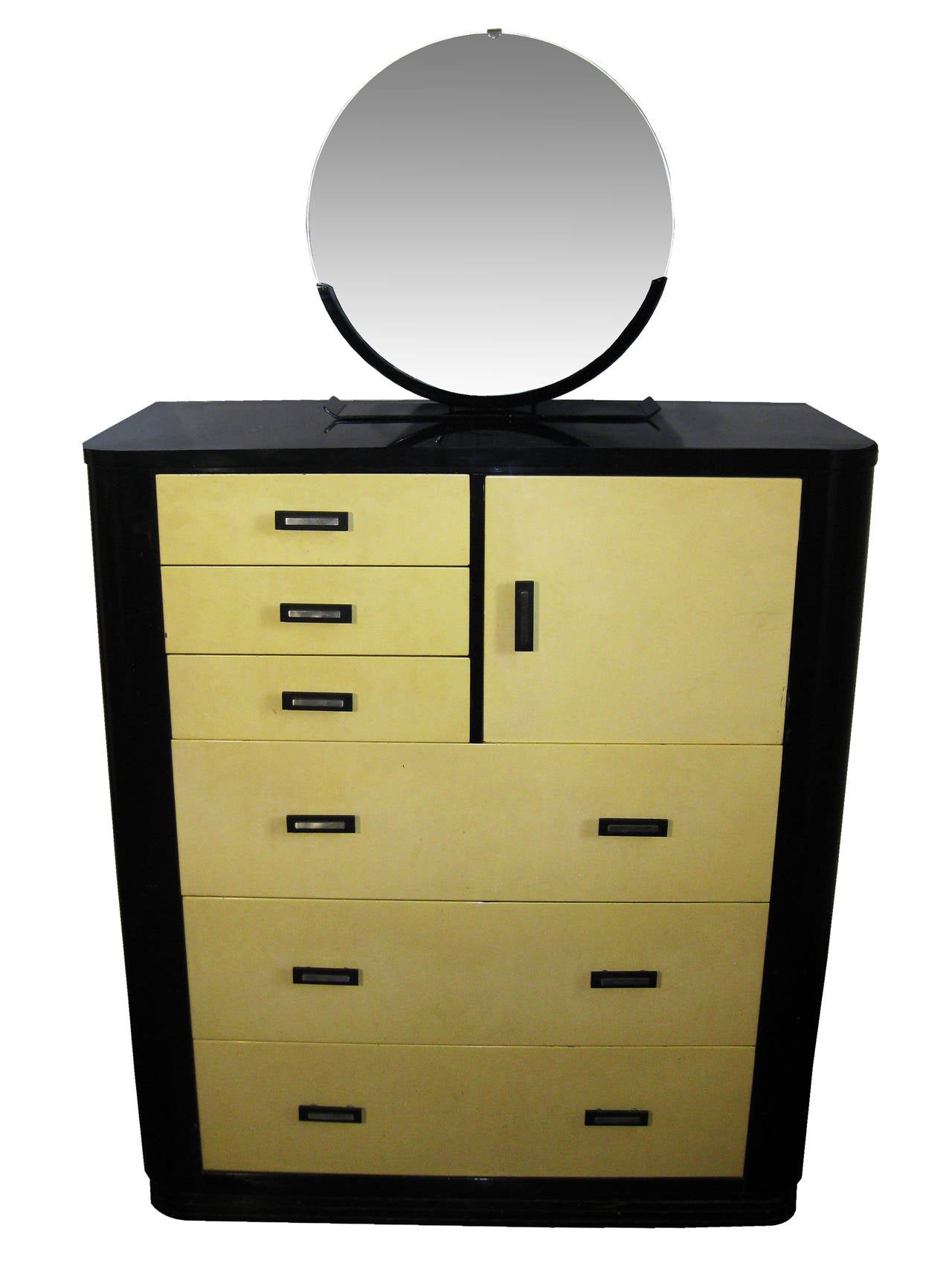 American Gentleman's Dresser of Lacquered Metal with Removable Mirror, Norman Bel Geddes