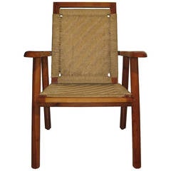Midcentury Palm and Tropical Wood Deck Chair from the Acapulco Yacht Club