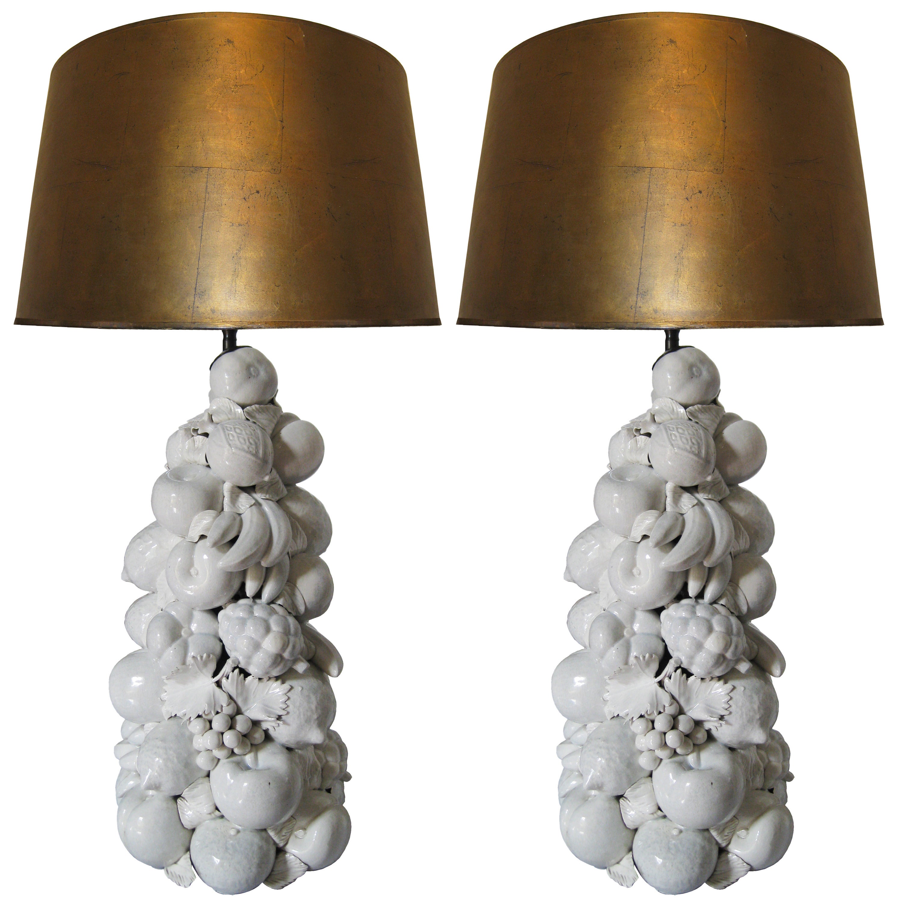 Arturo Pani Table Lamps with Original Gold-Leaf Shades