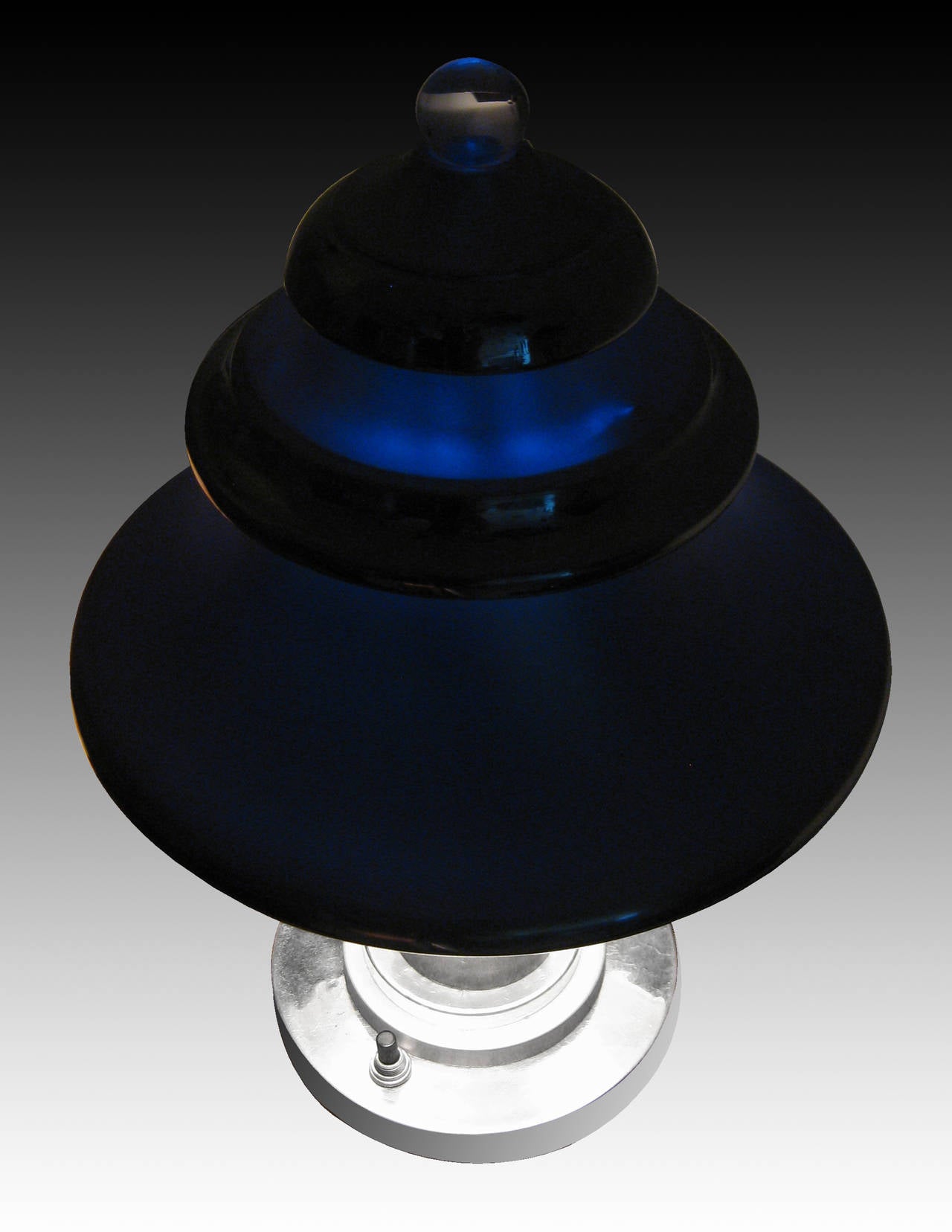 Polished Art Deco Table Lamp in Machine Age Style, circa 1935