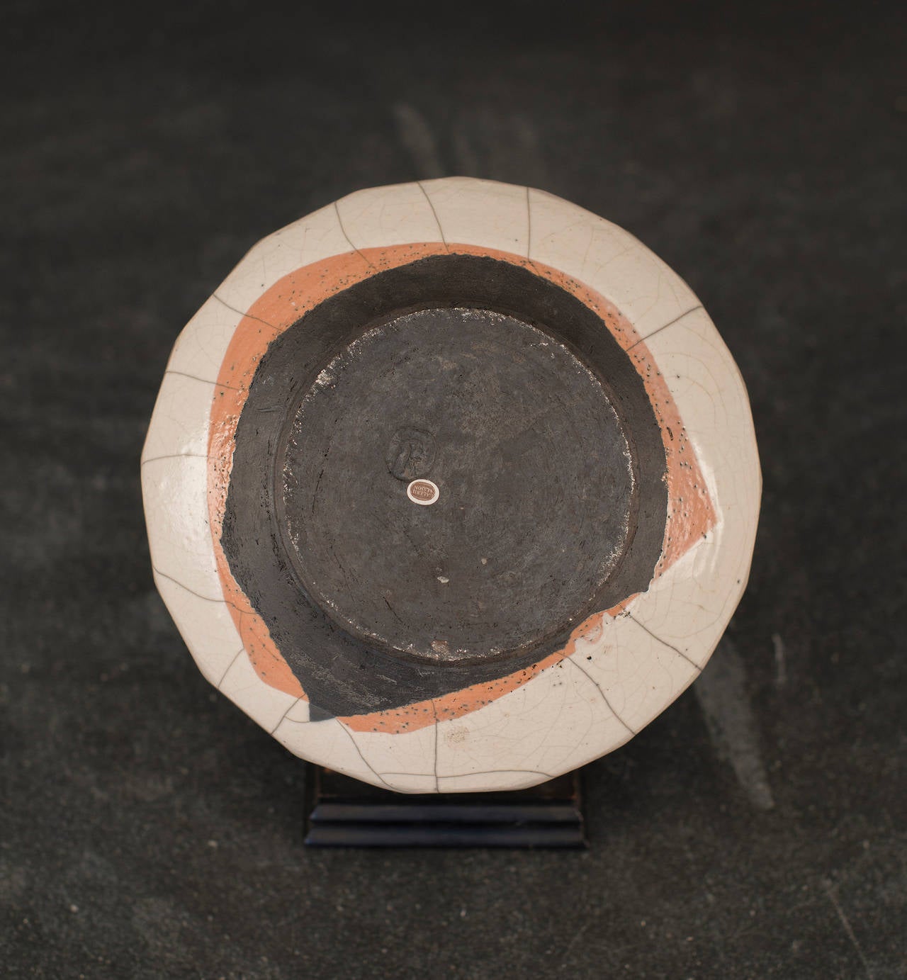 Danish Straight-Sided Raku Bowl by Inger Rokkjaer in Denmark
