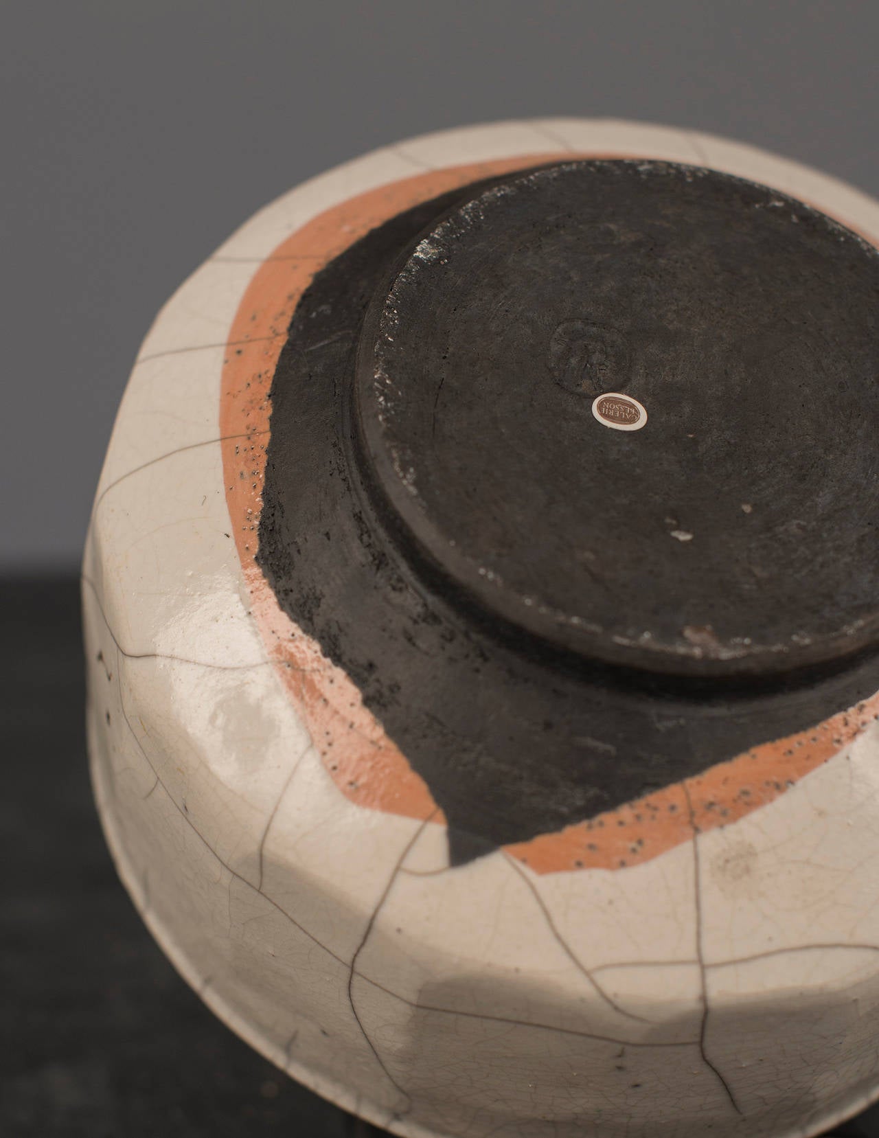 Scandinavian Modern Straight-Sided Raku Bowl by Inger Rokkjaer in Denmark